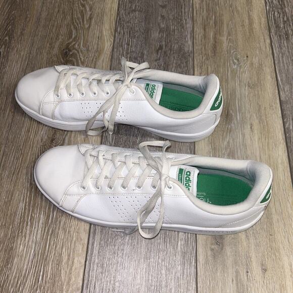 Adidas Mens US Size 13 Cloudfoam Advantage AW3914 White Leather Sneaker Shoes - Picture 6 of 11